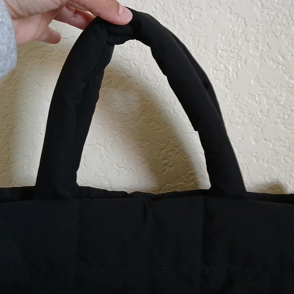 GAP Black Quilted Tote Bag with Shoulder Strap